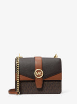 Michael Kors Greenwich Small Color-Block Signature Logo Crossbody Bag Brown Multi