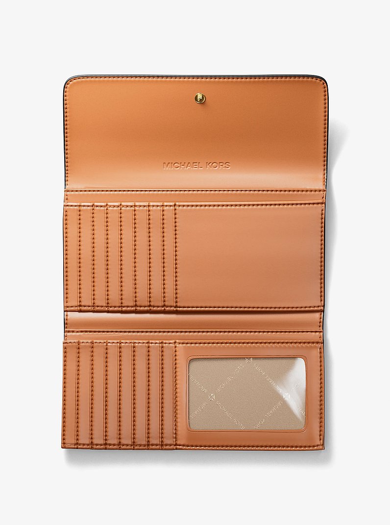 Michael Kors Jet Set Large Signature Logo Tri-Fold Wallet Camel Mlt