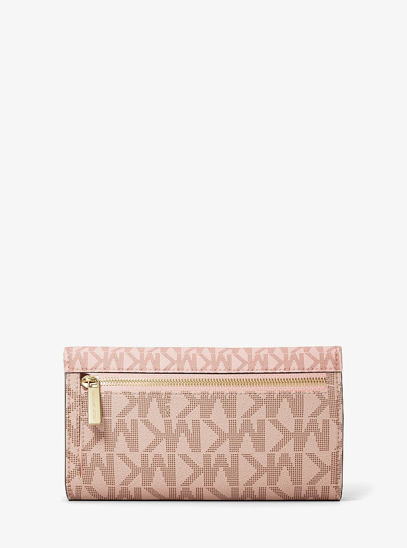 Michael Kors Jet Set Large Signature Logo Tri-Fold Wallet Pwd Blsh Mlt