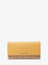 Michael Kors Jet Set Large Signature Logo Tri-Fold Wallet Honeywheat Multi