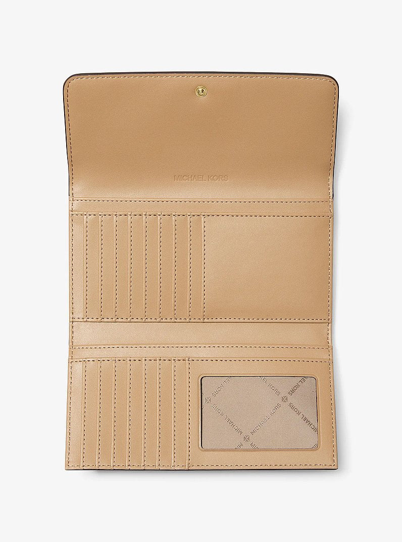 Michael Kors Jet Set Large Signature Logo Tri-Fold Wallet Honeywheat Multi