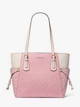 Michael Kors Voyager Large Color-Block Signature Logo Tote Bag Pwd Blsh Mlt