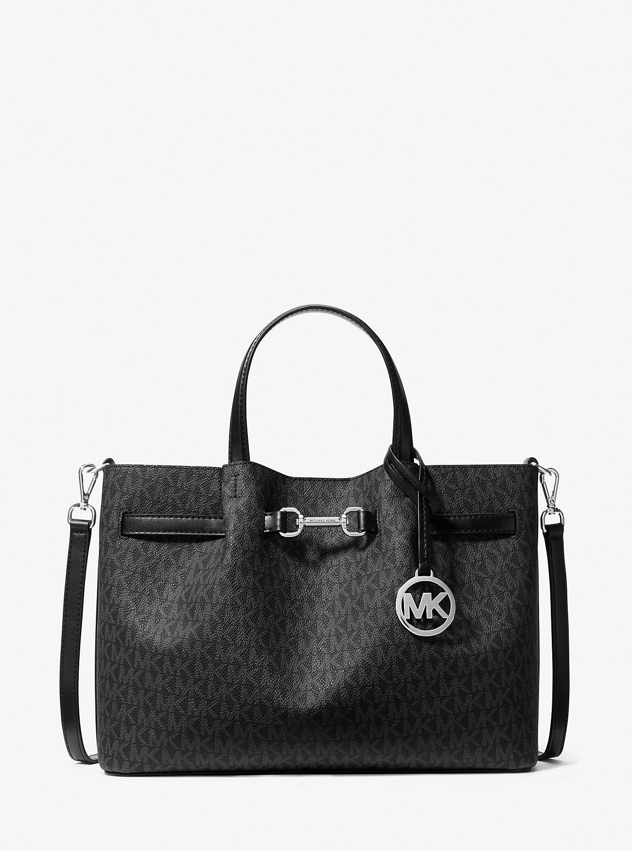 Michael Kors Carson Medium Signature Logo Satchel Black