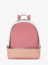 Michael Kors Rhea Medium Color-Block Signature Logo Backpack Hibiscus