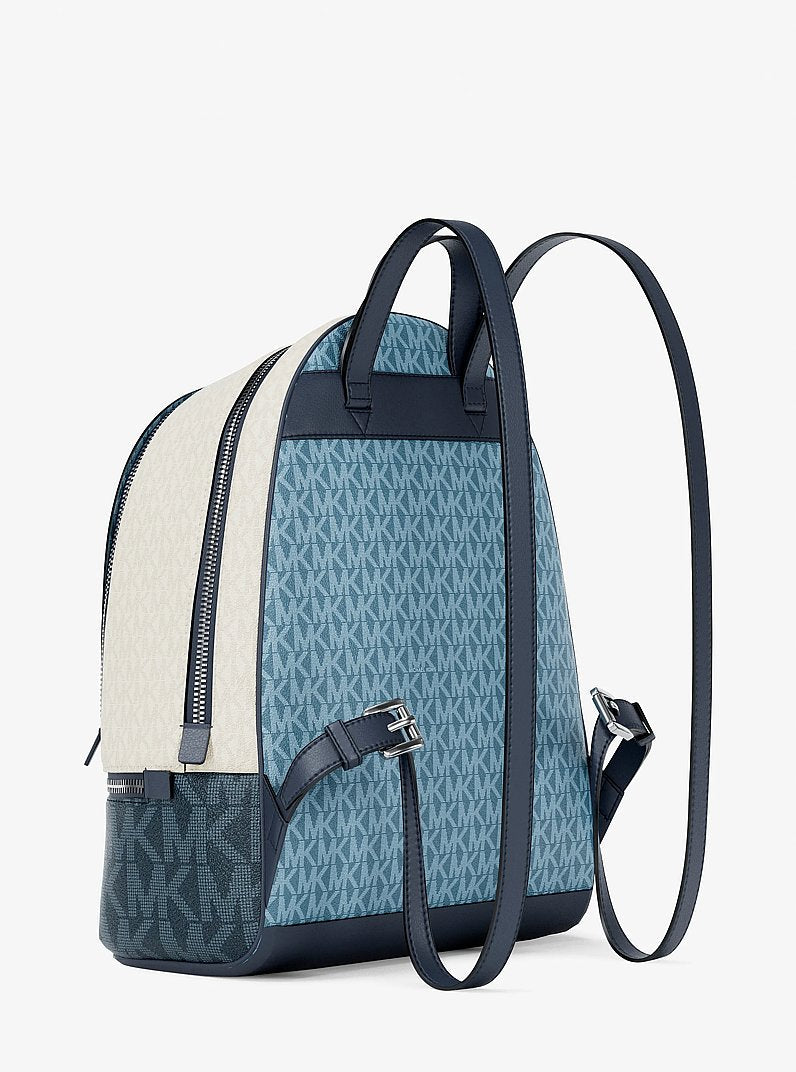Michael Kors Rhea Medium Color-Block Signature Logo Backpack Denim Multi