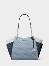 Michael Kors Jet Set Large Color-Block Signature Logo Shoulder Bag Admirl Multi