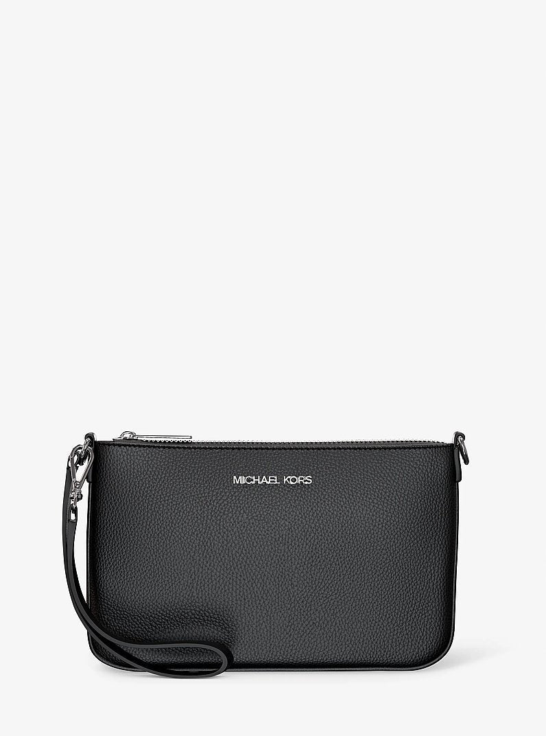 Michael Kors Jet Set Small Pebbled Leather Convertible Wristlet Black
