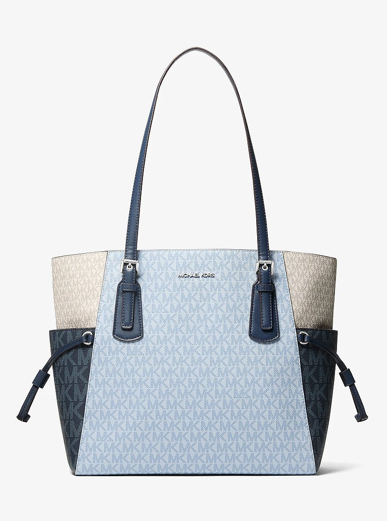 Michael Kors Voyager Large Color-Block Signature Logo Tote Bag Pl Ocn Mlti