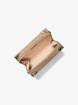 Michael Kors Jeanie Small Signature Logo and Snake Embossed Crossbody Bag Camel