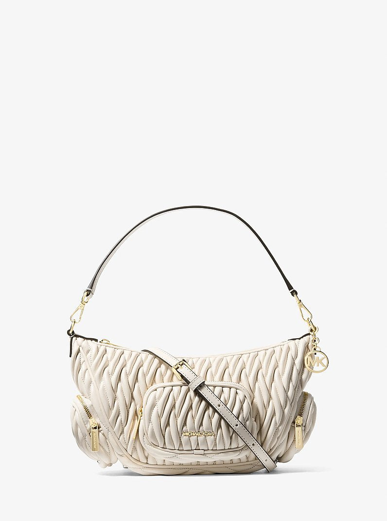 Michael Kors Merritt Matelasse Convertible Crossbody Bag Lt Cream