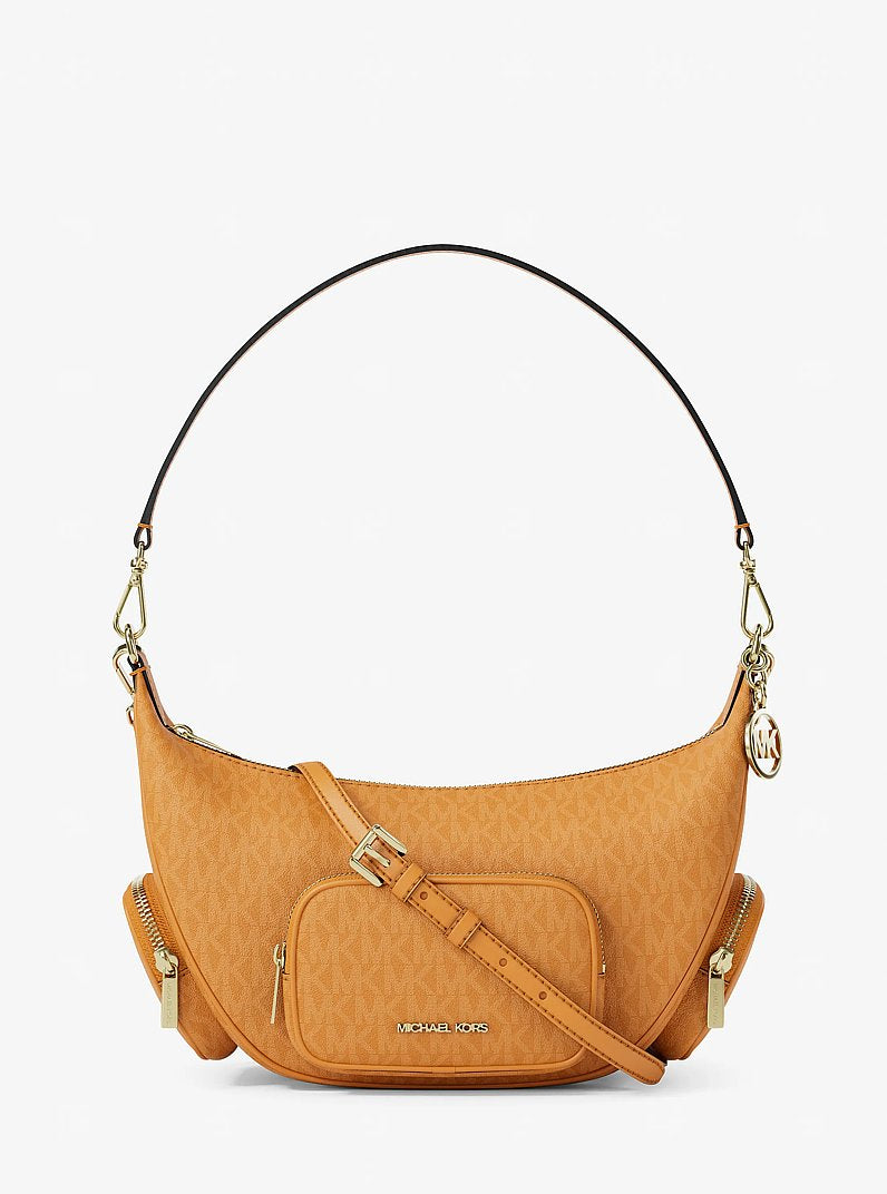 Michael Kors Merritt Medium Signature Logo Convertible Shoulder Bag Radiant Orange