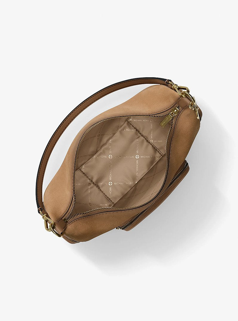 Michael Kors Merritt Medium Suede Convertible Shoulder Bag Camel