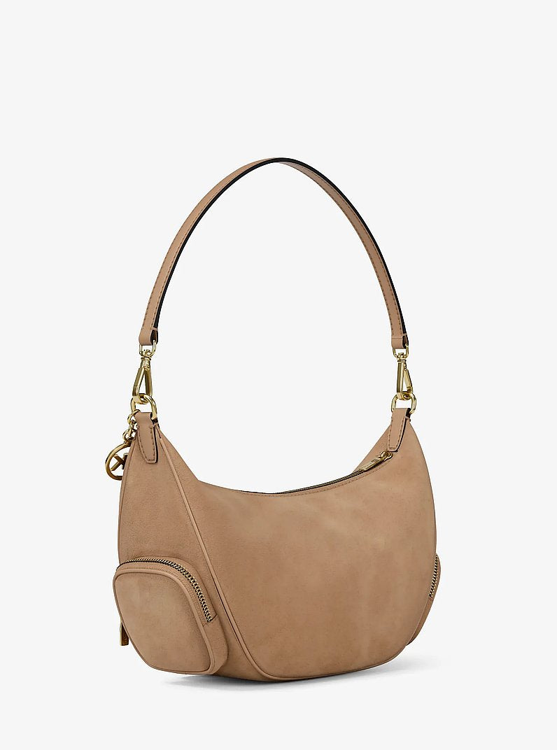 Michael Kors Merritt Medium Suede Convertible Shoulder Bag Camel