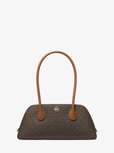 Michael Kors Petra Medium Signature Logo Shoulder Bag Brown
