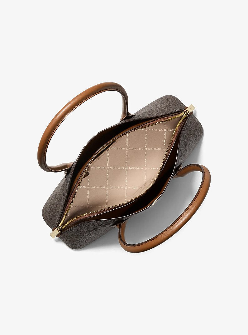 Michael Kors Petra Medium Signature Logo Shoulder Bag Brown