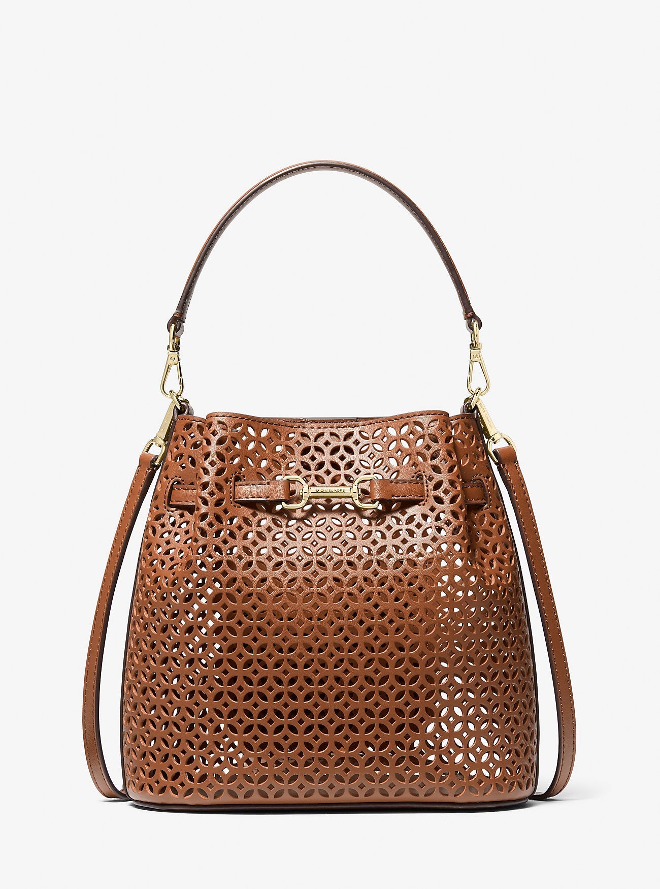 Michael Kors Carson Small Floral Laser Cut Bucket Crossbody Bag Luggage