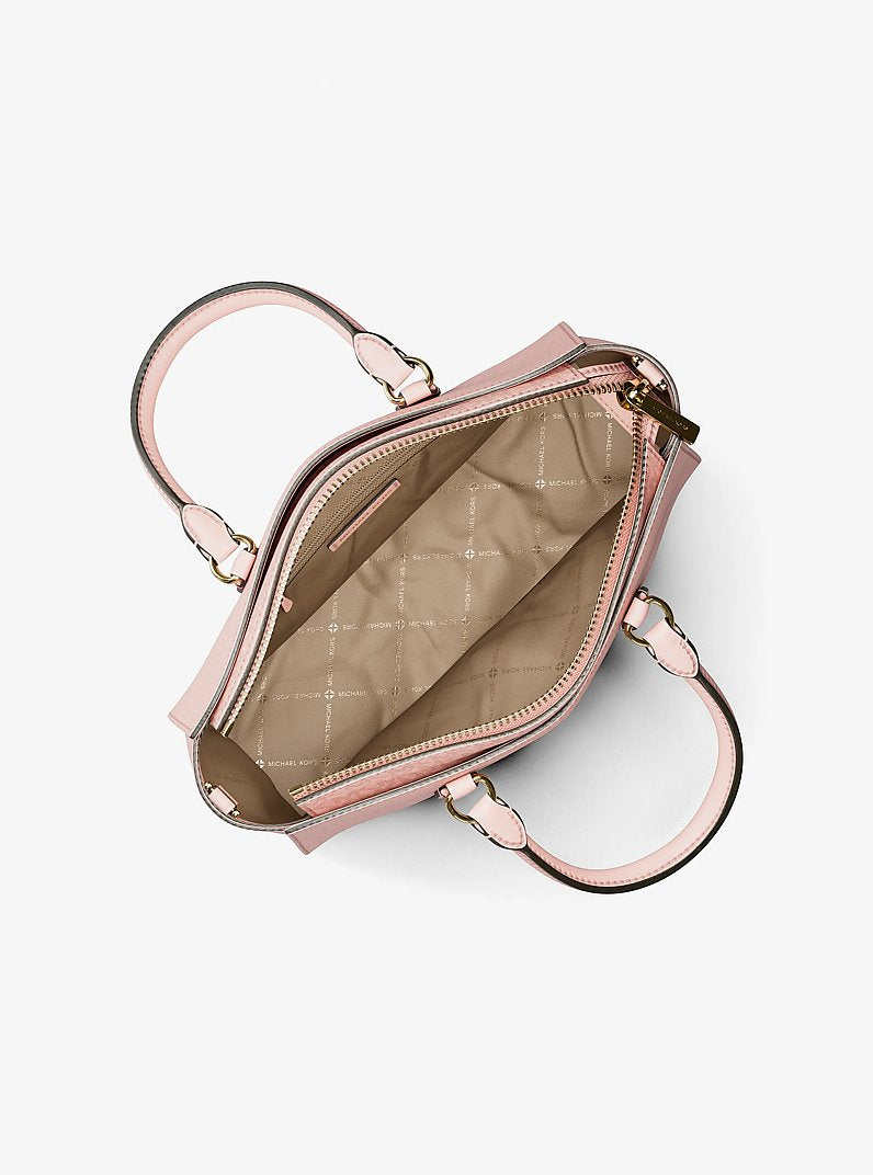 Michael Kors Arden Medium Leather Top-Zip Satchel Powder Blush
