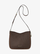 Michael Kors Nayla Medium Signature Logo Messenger Bag Brown