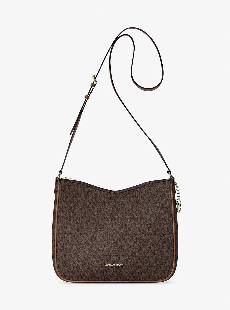 Michael Kors Nayla Medium Signature Logo Messenger Bag Brown
