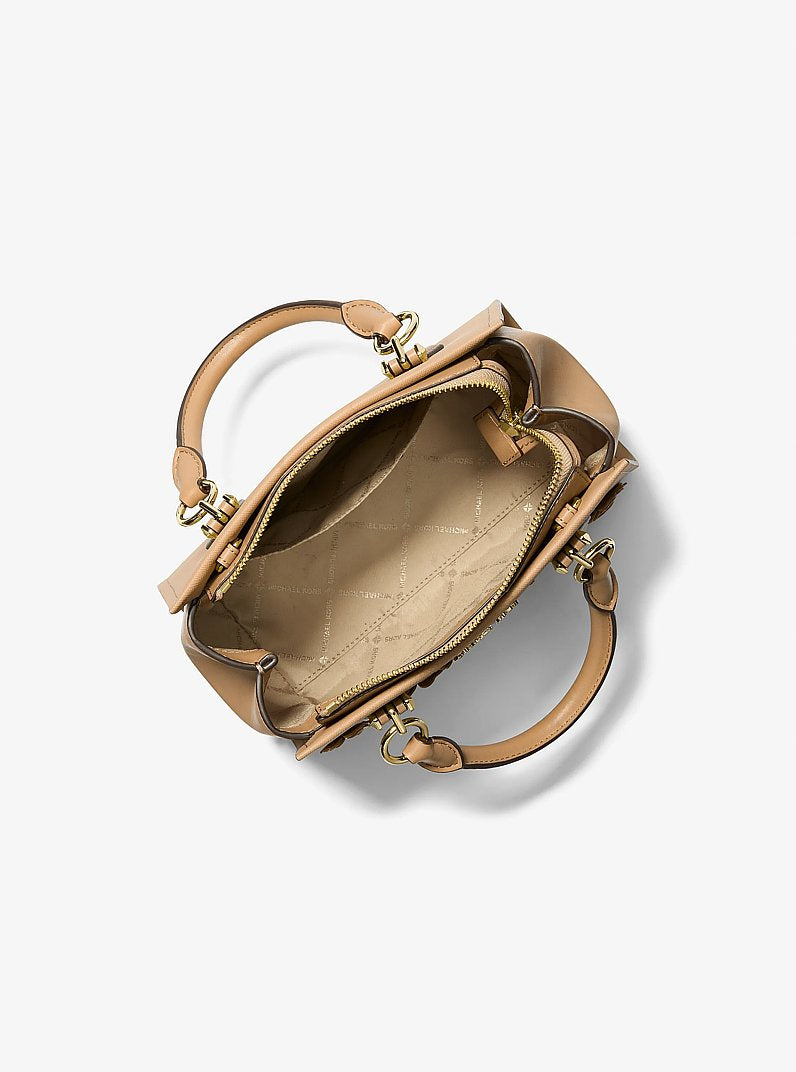Michael Kors Marilyn Small Floral Embellished Satchel Camel