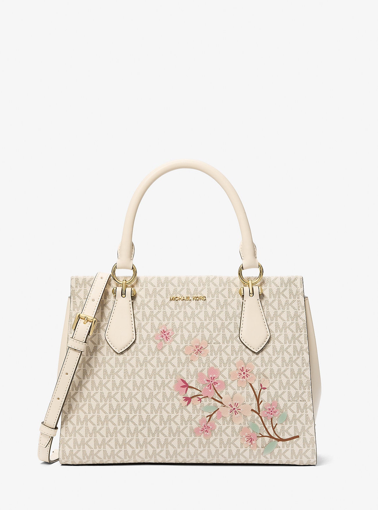 Michael Kors Marilyn Medium Embellished Signature Logo Satchel Lt Crm Multi