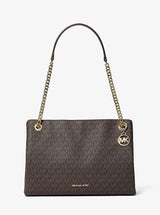 Michael Kors Christina Medium Signature Logo Messenger Bag Brown