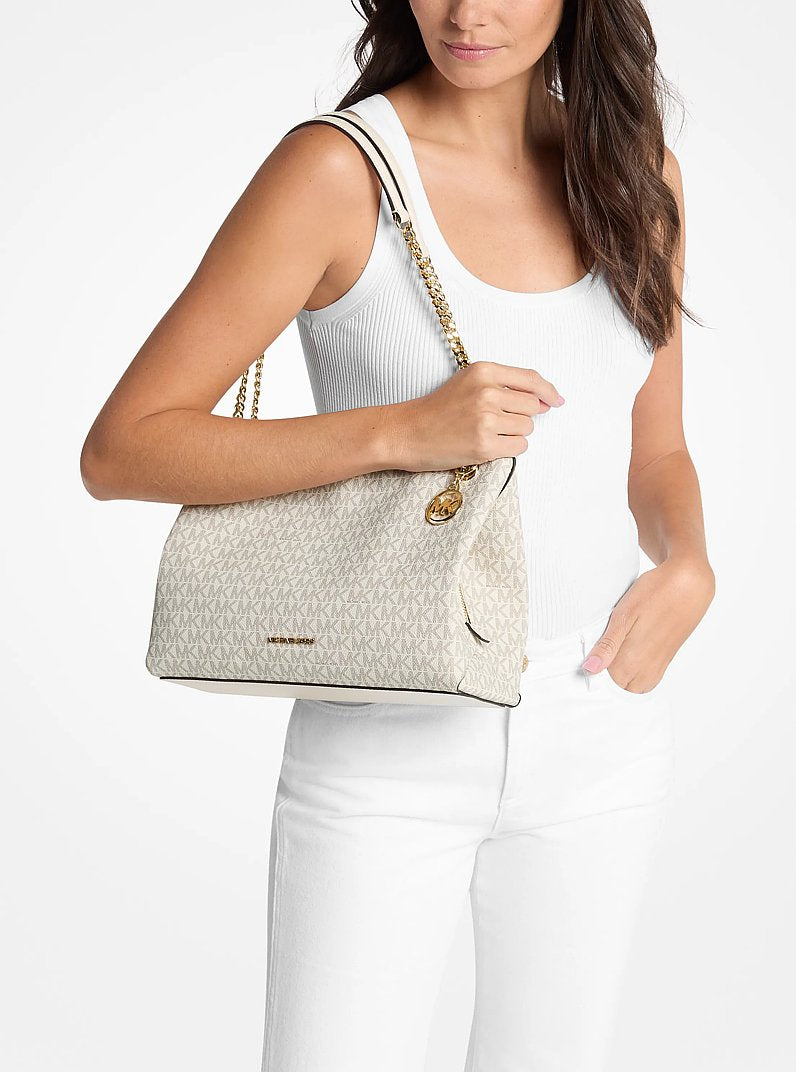Michael Kors Christina Medium Signature Logo Messenger Bag Lt Crm Multi
