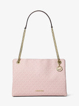 Michael Kors Christina Medium Signature Logo Messenger Bag Powder Blush