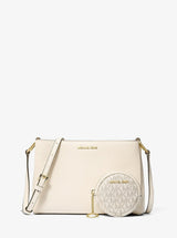 Michael Kors Trisha Pebbled Leather Crossbody Bag With Pouch Gift Set Lt Cream