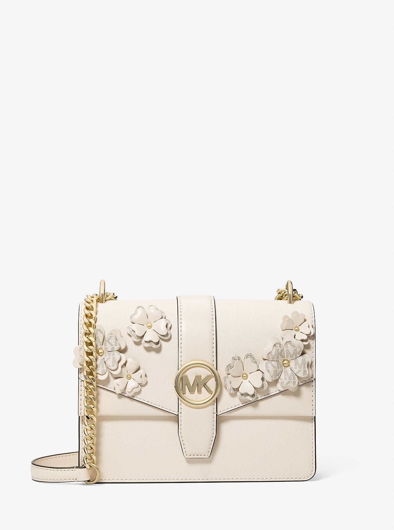 Michael Kors Greenwich Small Embellished Signature Logo Trim Crossbody Bag Lt Crm Multi