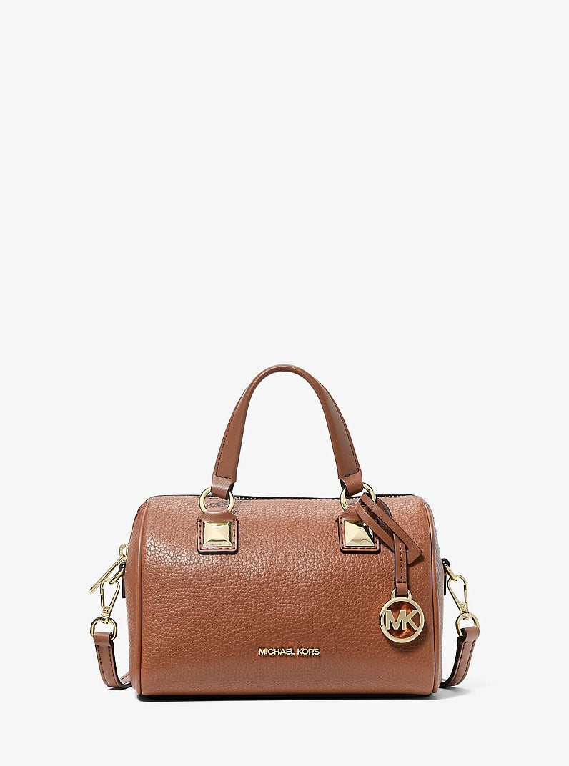 Michael Kors Grayson Small Pebbled Leather Duffel Crossbody Bag Luggage