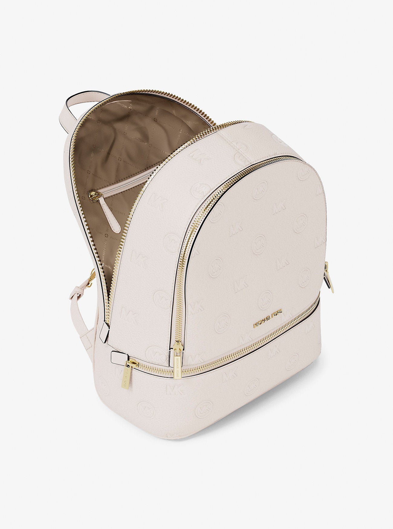 Michael Kors Rhea Medium Logo Debossed Backpack Lt Cream
