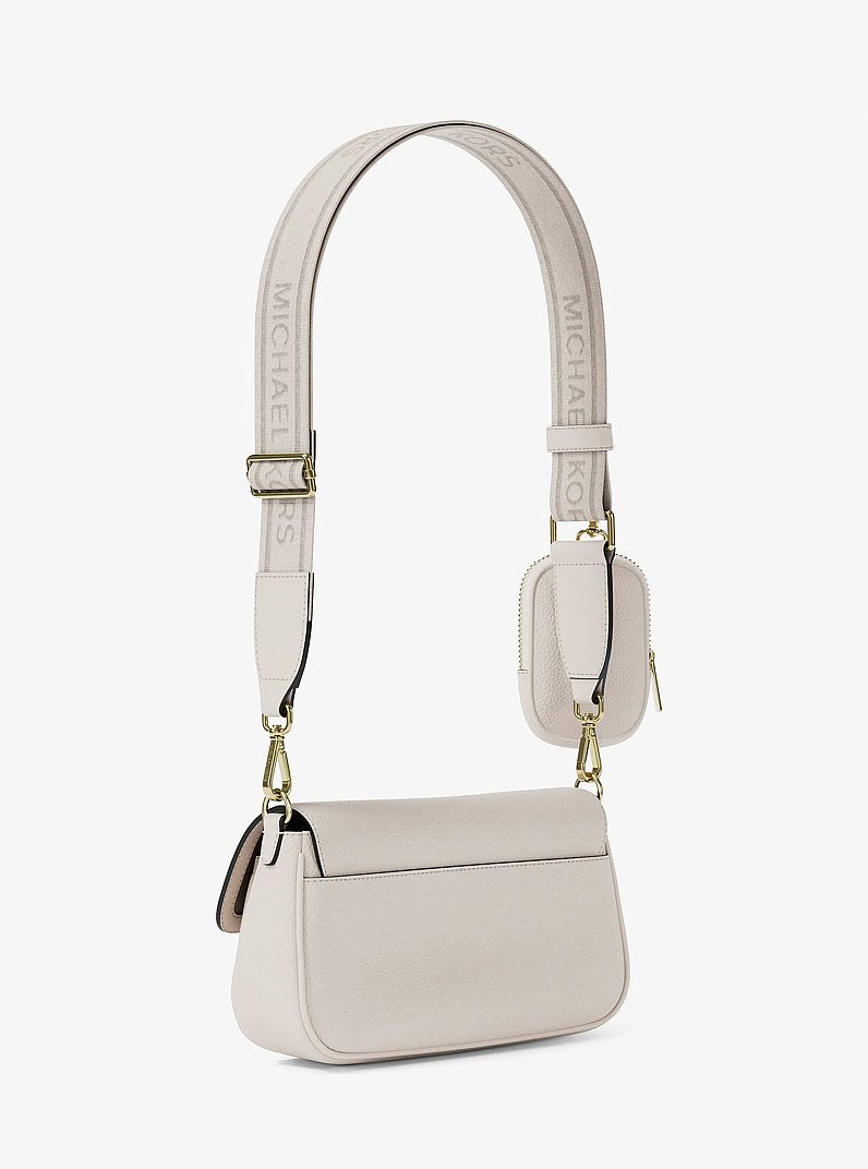 Michael Kors Jet Set Travel Small Pebbled Leather Crossbody Bag With Pouch Lt Cream