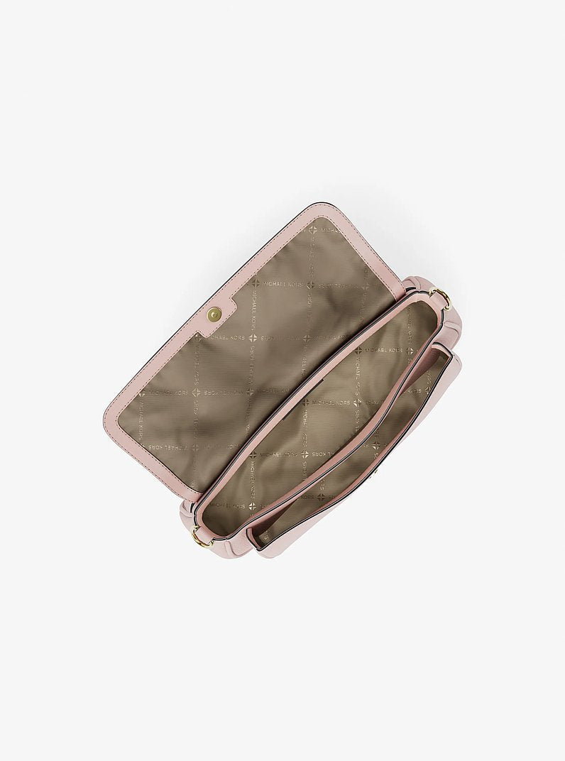 Michael Kors Jet Set Travel Small Pebbled Leather Crossbody Bag With Pouch Powder Blush