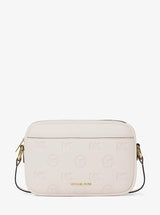 Michael Kors Jet Set Travel Large Logo Debossed Camera Crossbody Bag Lt Cream