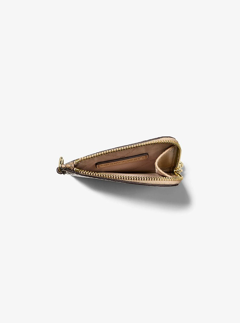 Michael Kors Jet Set Travel Medium Snake Embossed Chain Wallet Camel