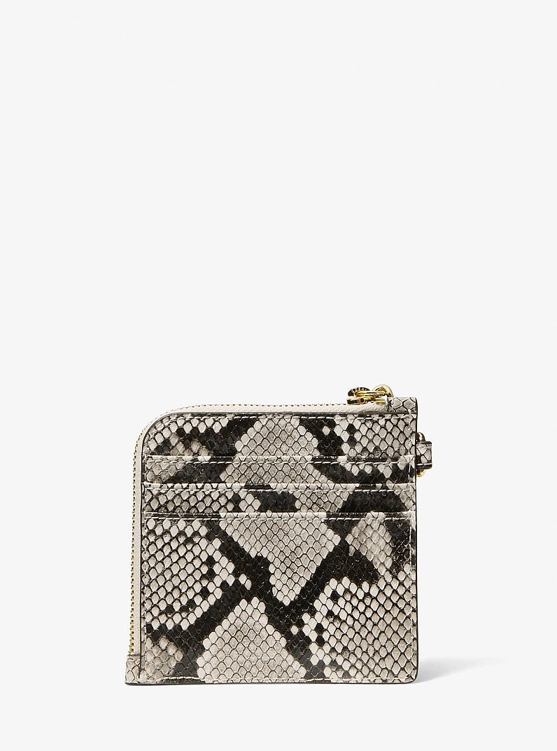 Michael Kors Jet Set Travel Medium Snake Embossed Chain Wallet Lt Cream