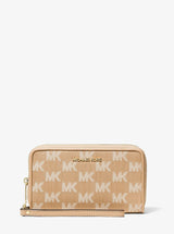 Michael Kors Jet Set Travel Large Logo Jacquard Denim Smartphone Wallet Camel