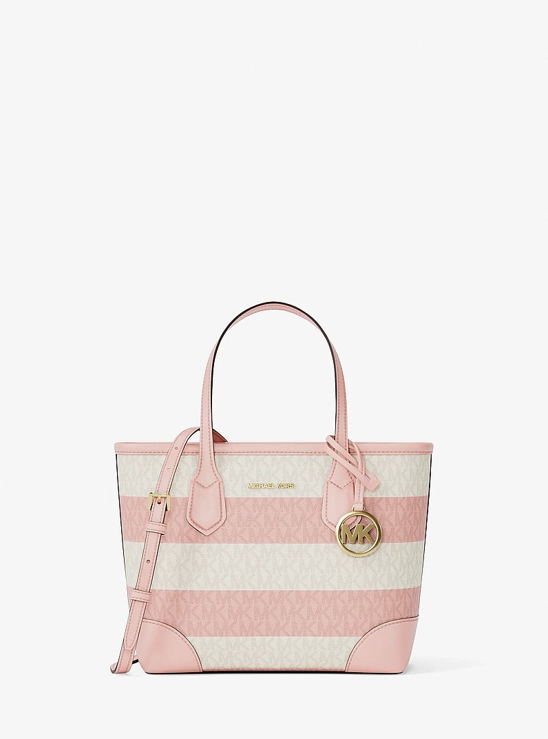 Michael Kors Eva Extra-Small Striped Signature Logo Convertible Tote Bag Powder Blush