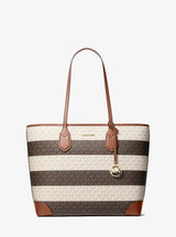 Michael Kors Eva Large Striped Signature Logo Tote Bag Vanilla-Luggage