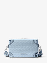 Michael Kors Jeanie Small Signature Logo and Snake Embossed Crossbody Bag Pale Ocean