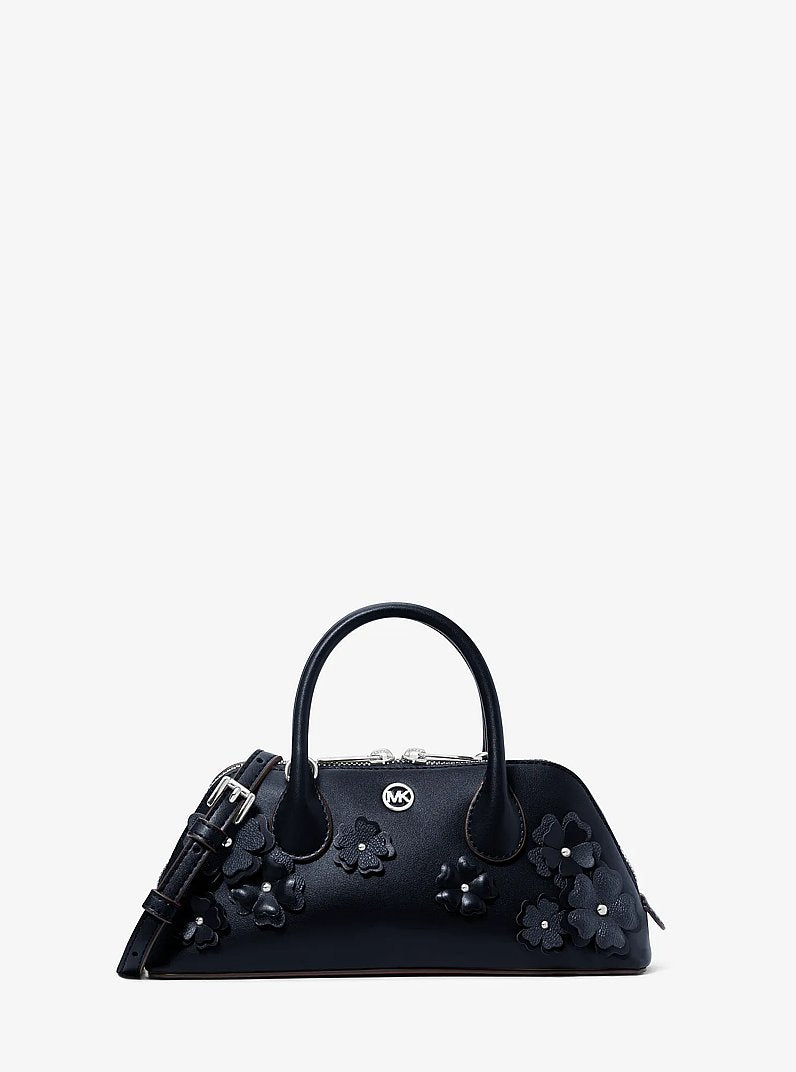 Michael Kors Petra Small Floral Embellished Crossbody Bag Navy