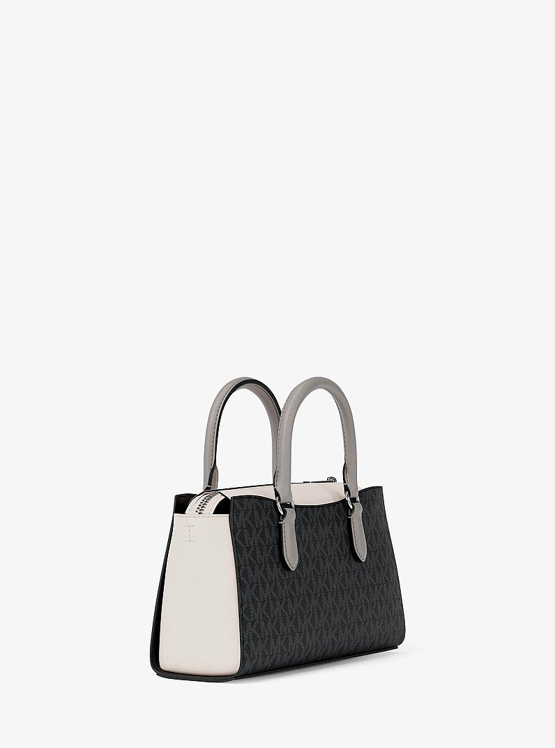 Michael Kors Arden Small Color-Block Signature Logo Messenger Bag Black Combo