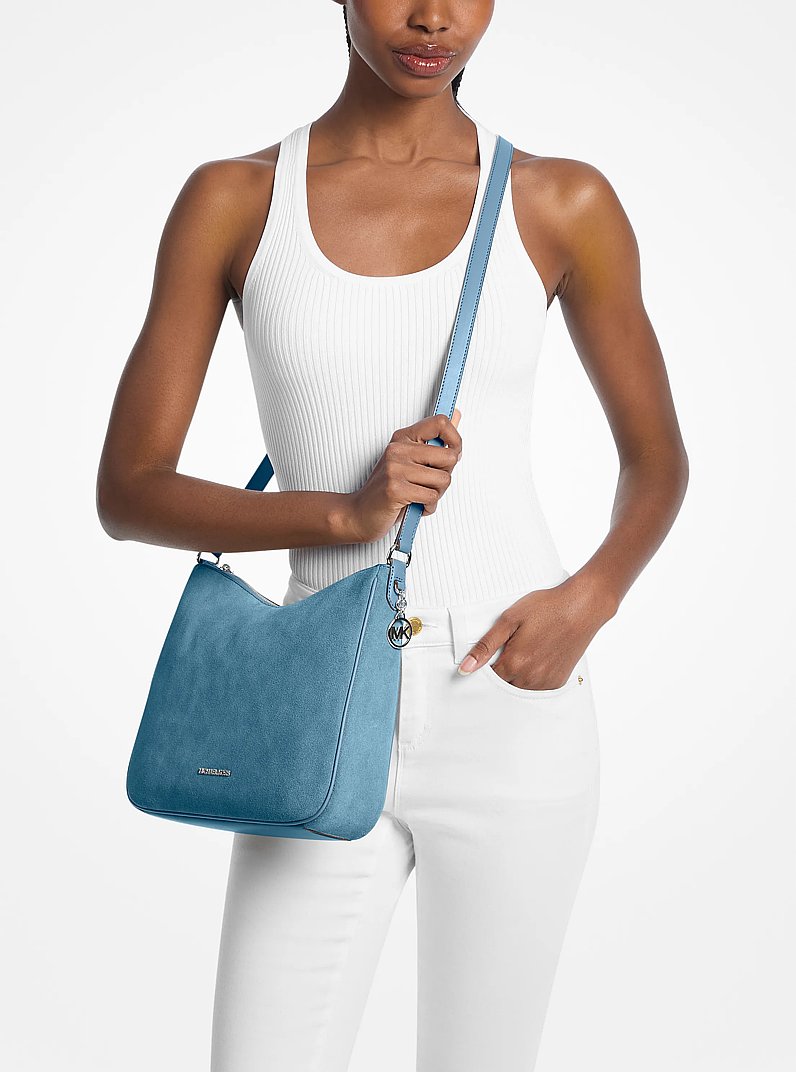 Michael Kors Nayla Medium Suede Messenger Bag Denim