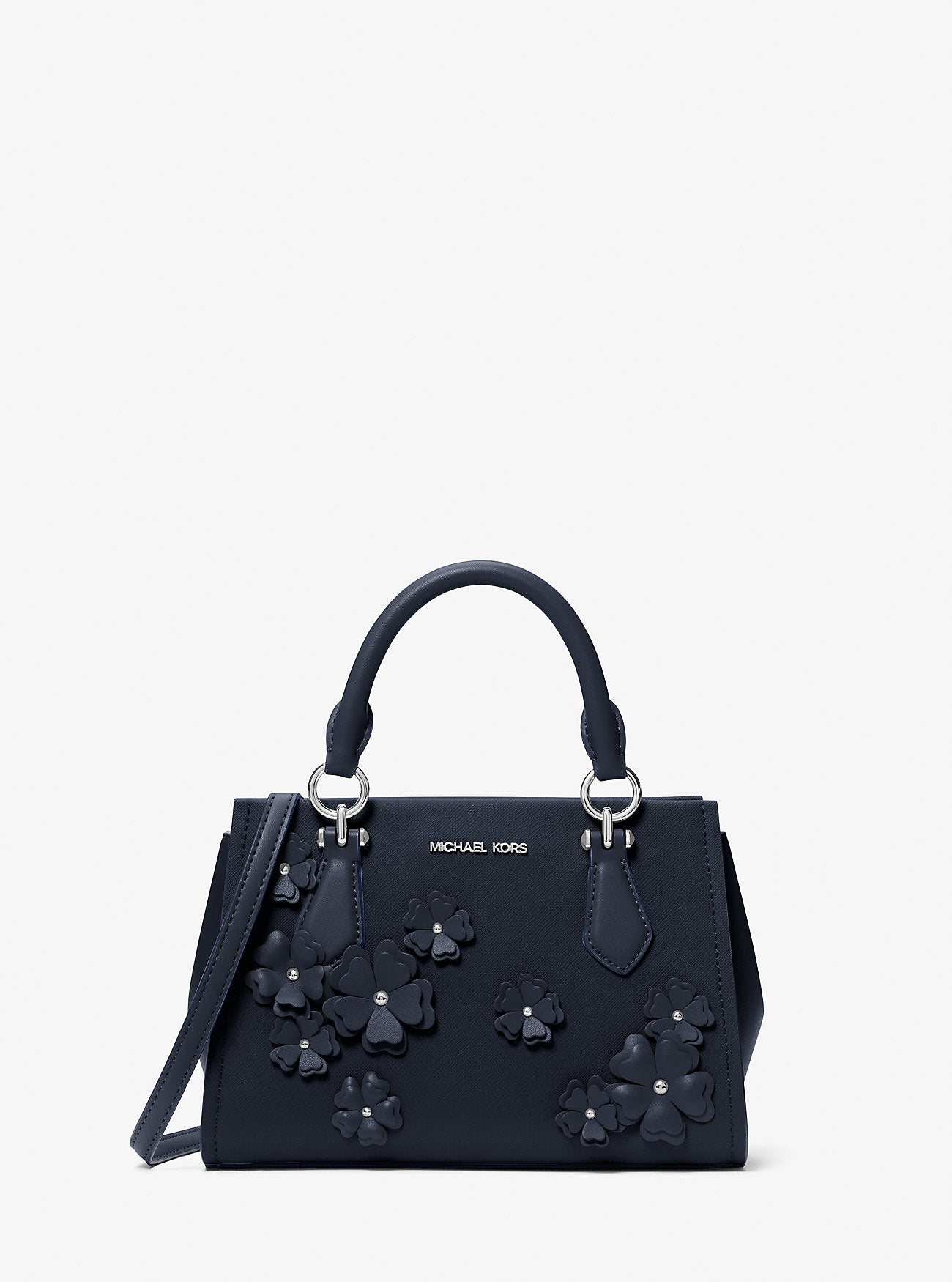 Michael Kors Marilyn Small Floral Embellished Satchel Navy