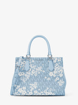 Michael Kors Marilyn Medium Printed Signature Logo Satchel Pale Ocean
