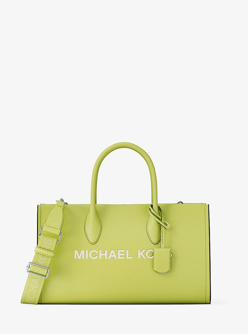 Michael Kors Mirella Medium Pebbled Leather Satchel Lime