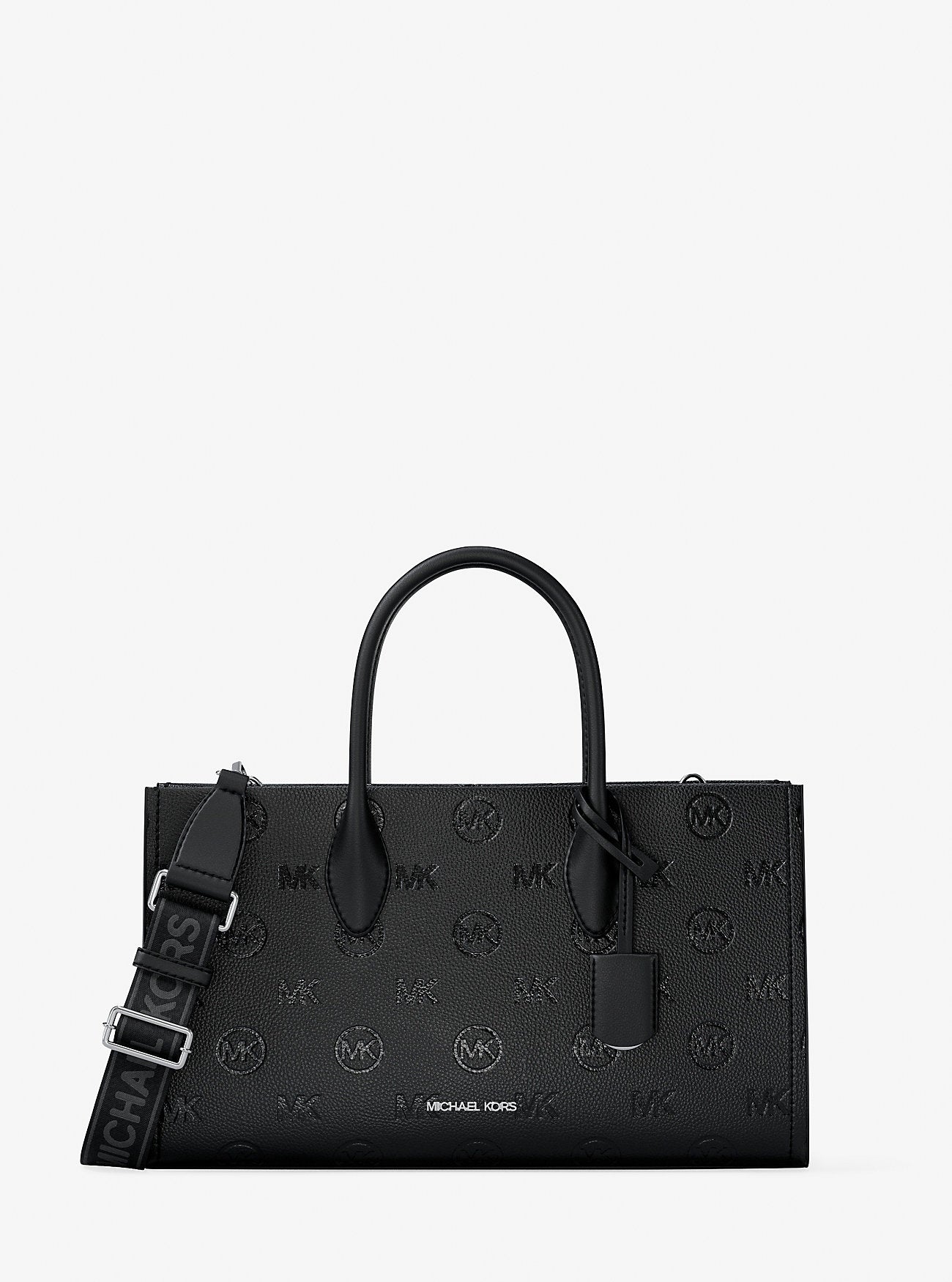 Michael Kors Mirella Medium Logo Debossed Satchel Black