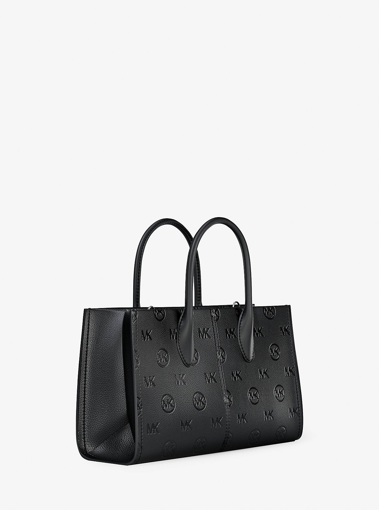 Michael Kors Mirella Medium Logo Debossed Satchel Black