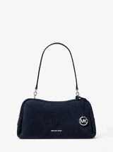 Michael Kors Cecily Medium Suede Shoulder Bag Navy